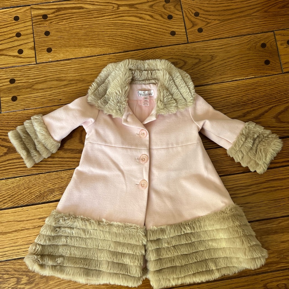 Halabaloo Baby Pink Coat with Faux Fur